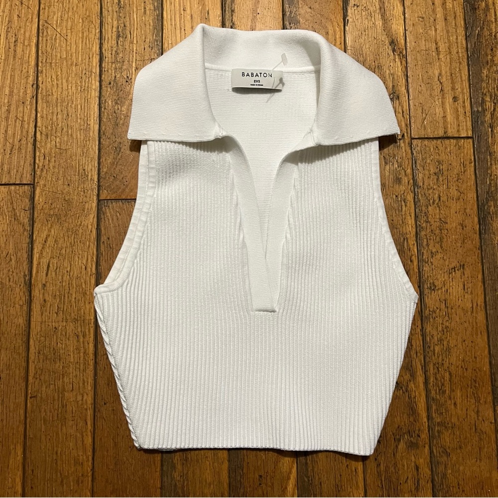 Babaton sculpt knit polo tank